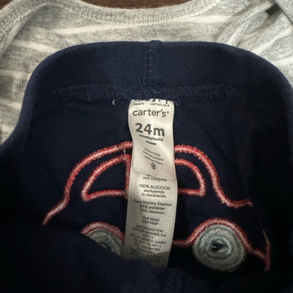 Carter's Gray Striped Onesie with Red Car - Picture 3 of 3